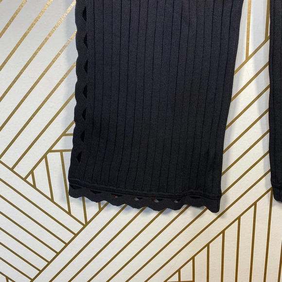 Jonathan‎ Simkhai Zig Zag Ribbed Cropped Knit Pants Black Textured Minimalist - Picture 3 of 9